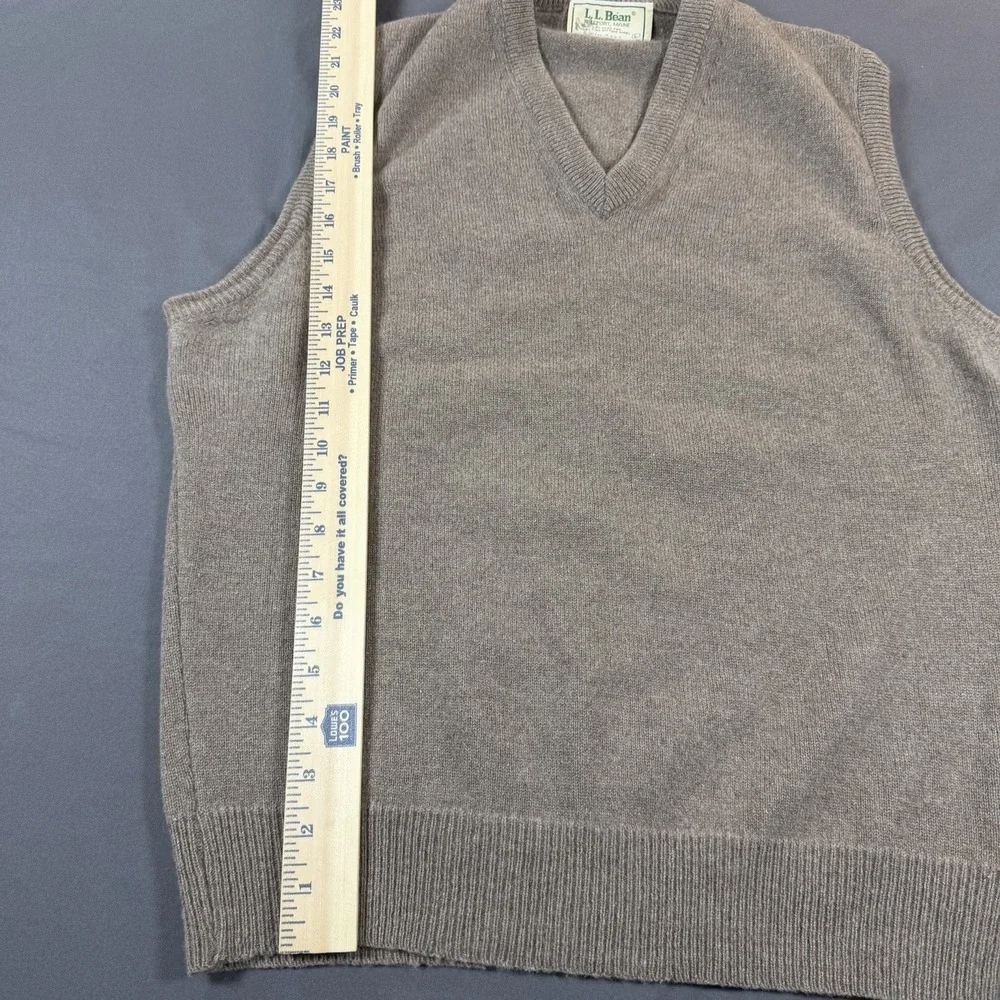 Vintage LL Bean Mink Fur Merino Wool Sweater Vest USA Mens Large Quiet Luxury